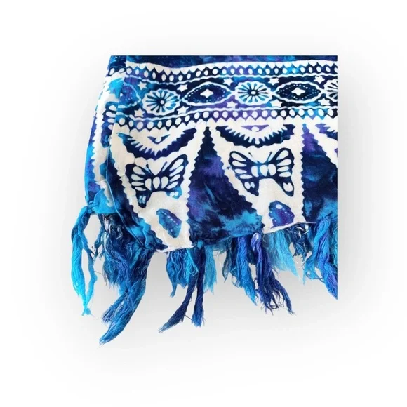 Butterfly Tie Dye Pareo Sarong Large Scarf 🝮 Many Ways to Wear 🝮 Purple Teal - Picture 12 of 16